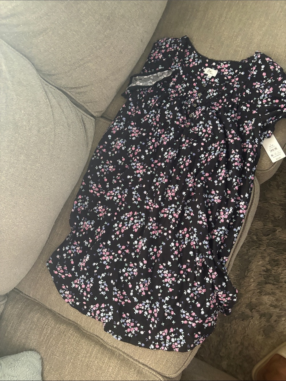 Women’s Black Floral Dress - Pink & White Flowers Aria Collection